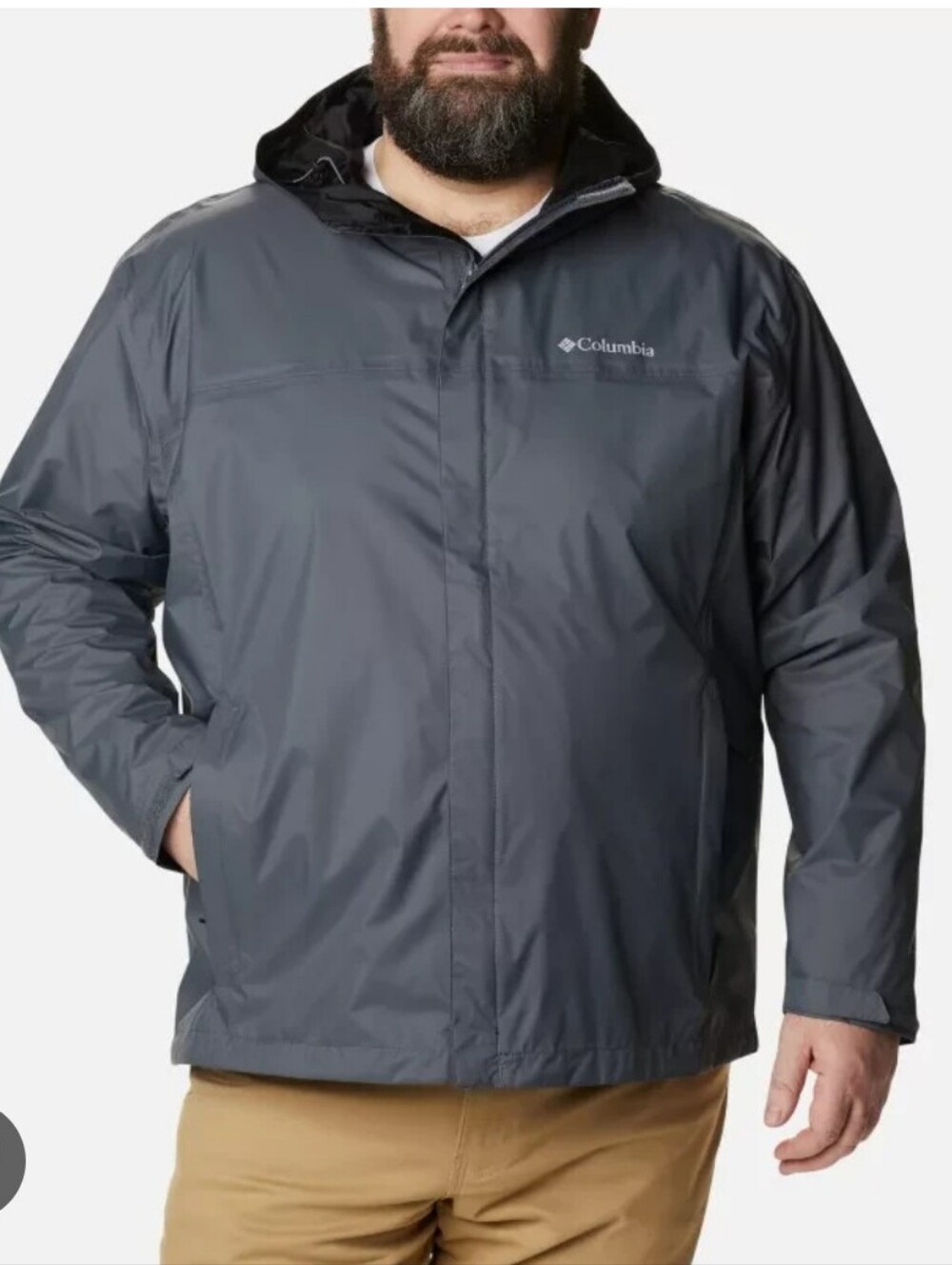 Columbia Men’s Charcoal Hooded Rain Jacket